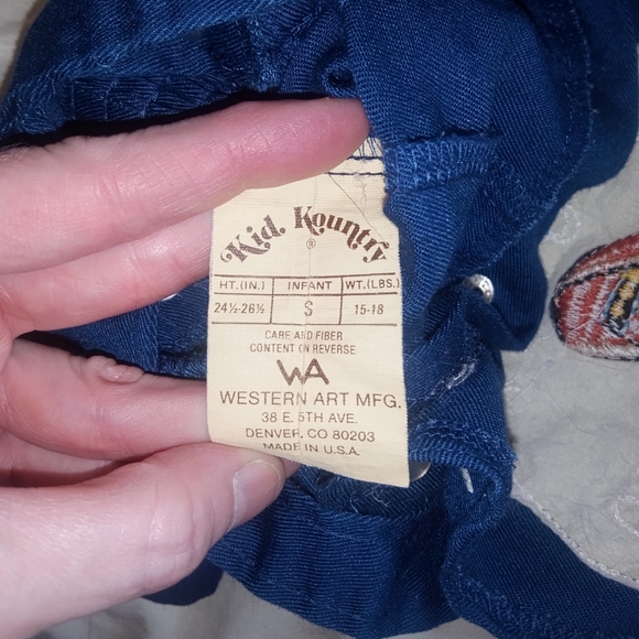 VTG 80's Kid Kountry Blue Embroidered Overalls - Picture 5 of 6